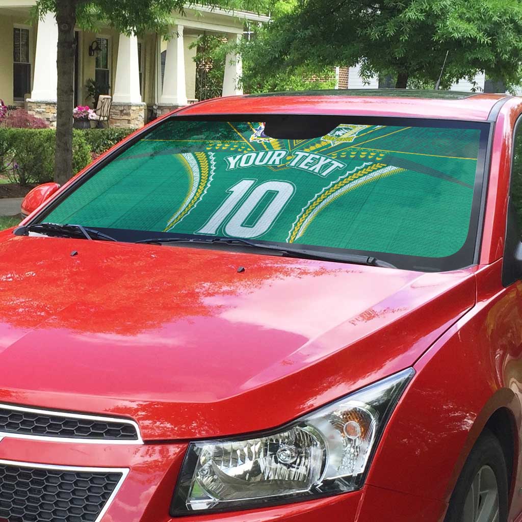 Custom Cook Islands Rugby Auto Sun Shade Tatau Art Sport Style Green Color