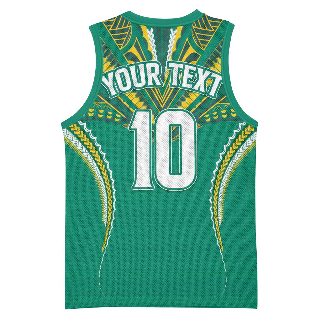 Custom Cook Islands Rugby Basketball Jersey Tatau Art Sport Style Green Color