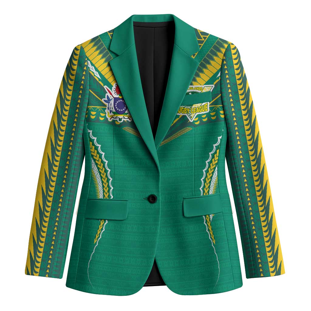 Custom Cook Islands Rugby Blazer Tatau Art Sport Style Green Color