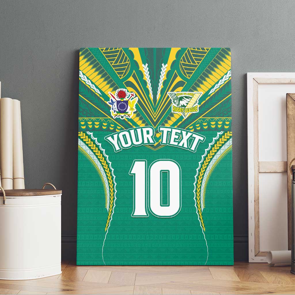 Custom Cook Islands Rugby Canvas Wall Art Tatau Art Sport Style Green Color