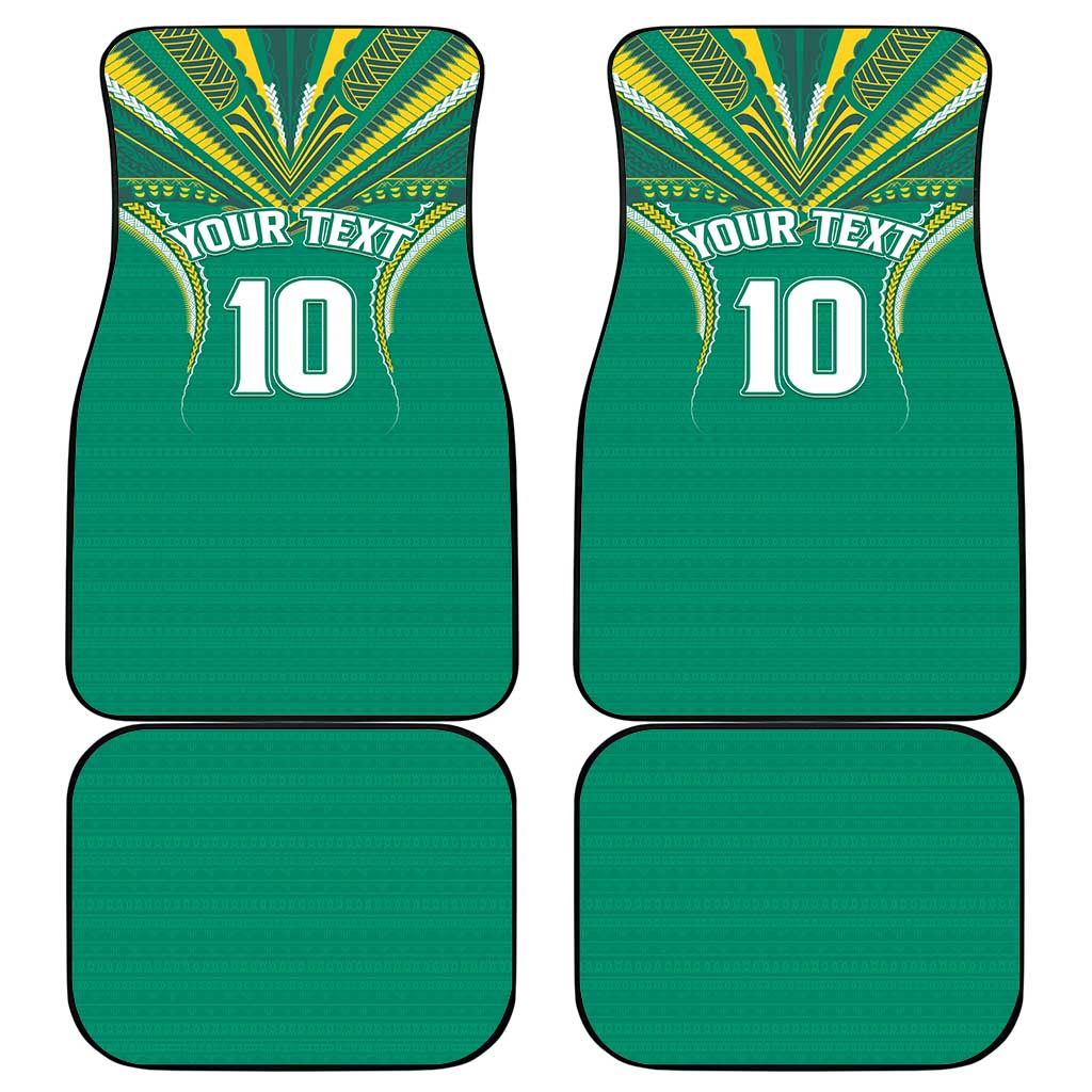 Custom Cook Islands Rugby Car Mats Tatau Art Sport Style Green Color
