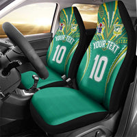 Custom Cook Islands Rugby Car Seat Cover Tatau Art Sport Style Green Color