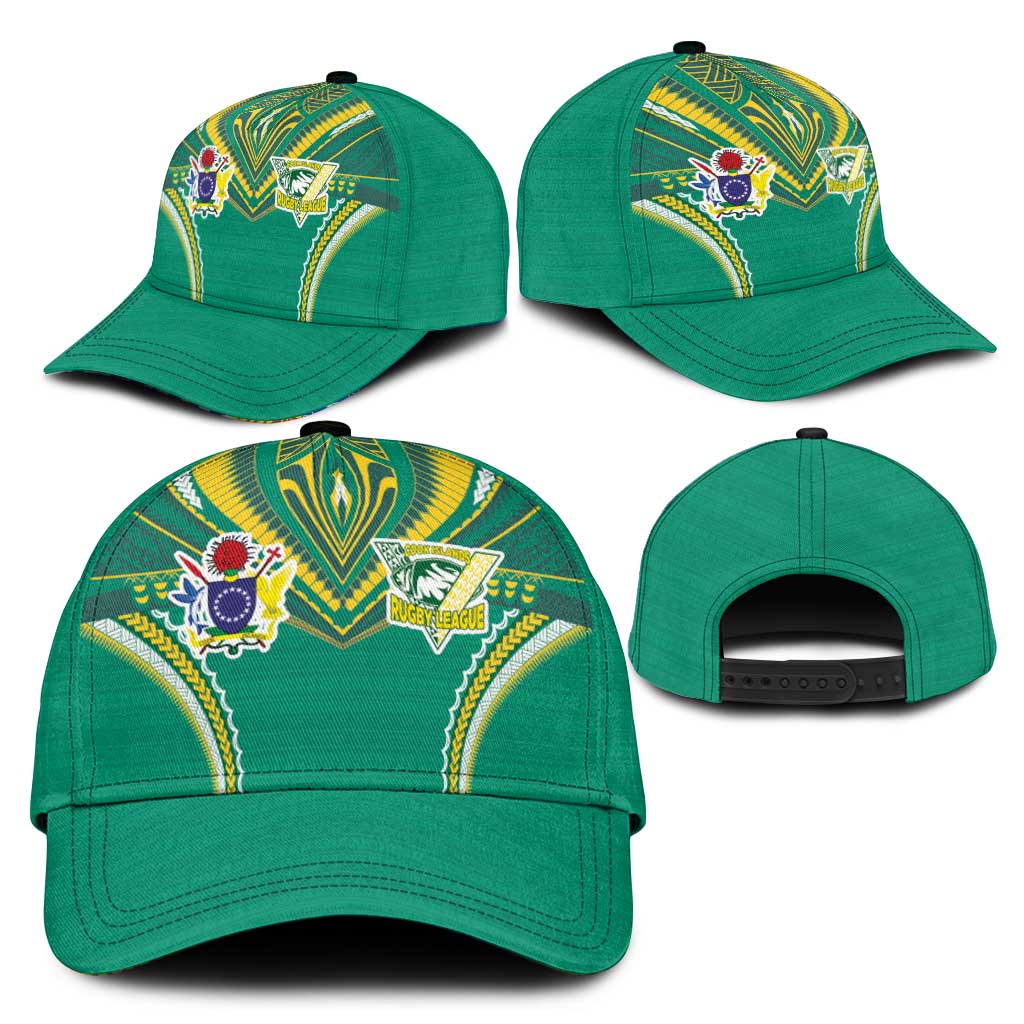 Cook Islands Rugby Classic Cap Tatau Art Sport Style Green Color