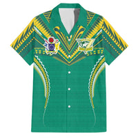 Custom Cook Islands Rugby Family Matching Puletasi and Hawaiian Shirt Tatau Art Sport Style Green Color LT03 Dad's Shirt - Short Sleeve Green - Polynesian Pride