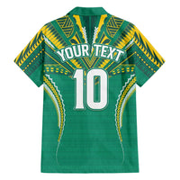 Custom Cook Islands Rugby Family Matching Short Sleeve Bodycon Dress and Hawaiian Shirt Tatau Art Sport Style Green Color LT03 - Polynesian Pride