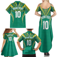 Custom Cook Islands Rugby Family Matching Summer Maxi Dress and Hawaiian Shirt Tatau Art Sport Style Green Color LT03 - Polynesian Pride