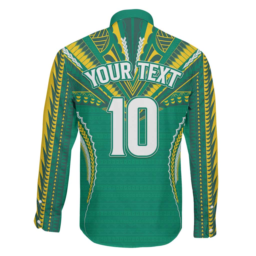 Custom Cook Islands Rugby Family Matching Summer Maxi Dress and Hawaiian Shirt Tatau Art Sport Style Green Color LT03 - Polynesian Pride