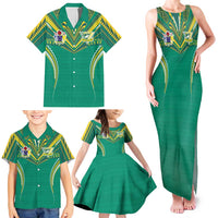 Custom Cook Islands Rugby Family Matching Tank Maxi Dress and Hawaiian Shirt Tatau Art Sport Style Green Color LT03 - Polynesian Pride