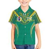 Custom Cook Islands Rugby Family Matching Tank Maxi Dress and Hawaiian Shirt Tatau Art Sport Style Green Color LT03 Son's Shirt Green - Polynesian Pride