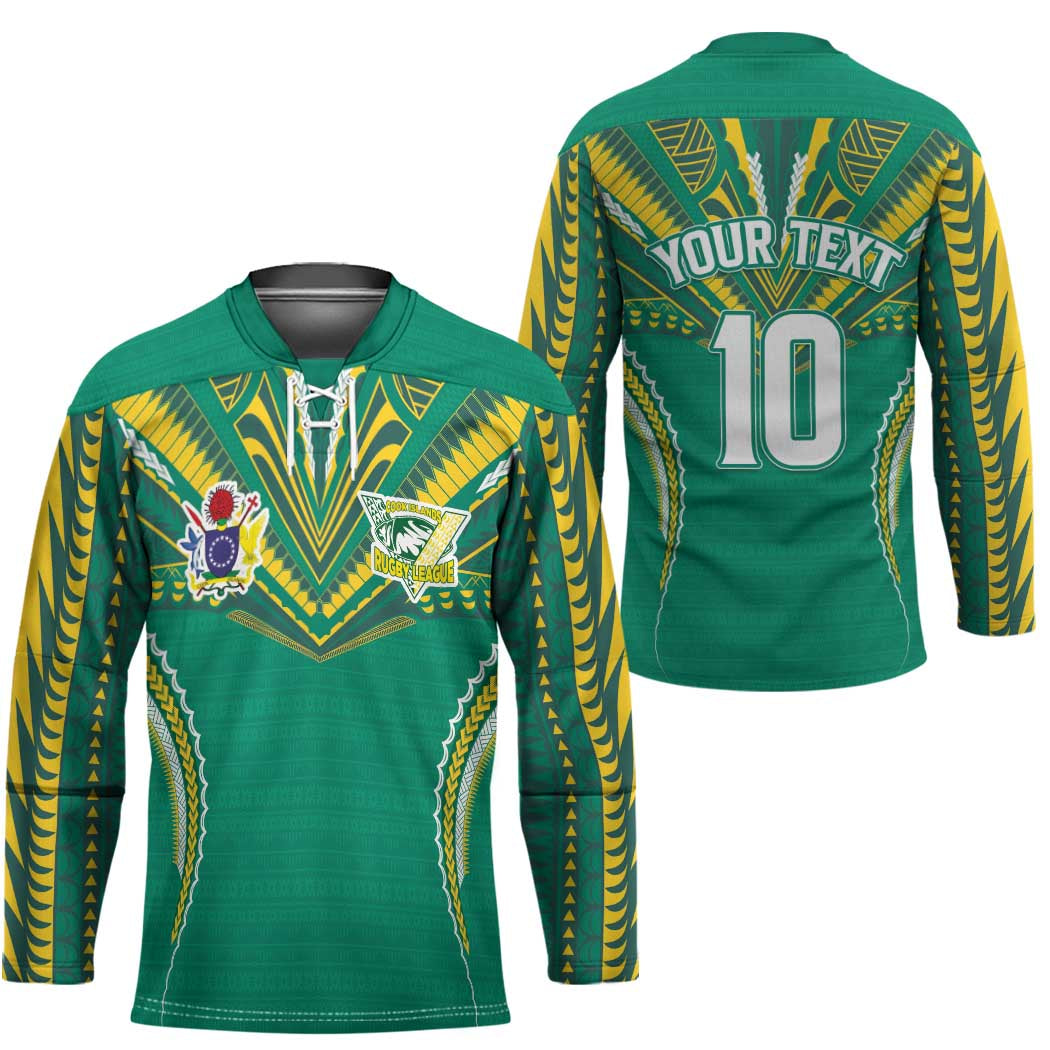 Custom Cook Islands Rugby Hockey Jersey Tatau Art Sport Style Green Color