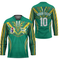 Custom Cook Islands Rugby Hockey Jersey Tatau Art Sport Style Green Color