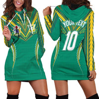 Custom Cook Islands Rugby Hoodie Dress Tatau Art Sport Style Green Color LT03 - Polynesian Pride