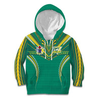 Custom Cook Islands Rugby Kid Hoodie Tatau Art Sport Style Green Color