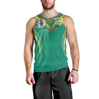 Custom Cook Islands Rugby Men Tank Top Tatau Art Sport Style Green Color