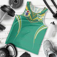 Custom Cook Islands Rugby Men Tank Top Tatau Art Sport Style Green Color