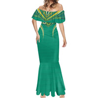 Custom Cook Islands Rugby Mermaid Dress Tatau Art Sport Style Green Color LT03 - Polynesian Pride