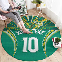 Custom Cook Islands Rugby Round Carpet Tatau Art Sport Style Green Color