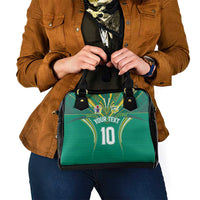 Custom Cook Islands Rugby Shoulder Handbag Tatau Art Sport Style Green Color