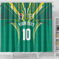 Custom Cook Islands Rugby Shower Curtain Tatau Art Sport Style Green Color