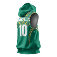 Custom Cook Islands Rugby Sleeveless Hoodie Tatau Art Sport Style Green Color