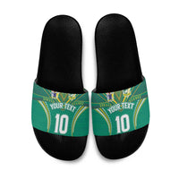 Custom Cook Islands Rugby Slide Sandals Tatau Art Sport Style Green Color