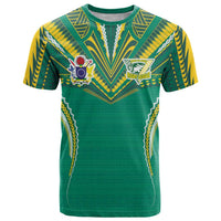 Custom Cook Islands Rugby T Shirt Tatau Art Sport Style Green Color