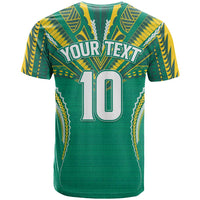 Custom Cook Islands Rugby T Shirt Tatau Art Sport Style Green Color