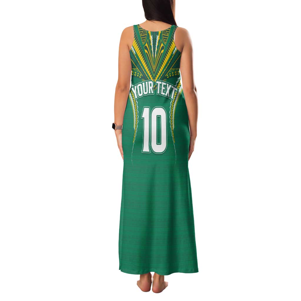 Custom Cook Islands Rugby Tank Maxi Dress Tatau Art Sport Style Green Color