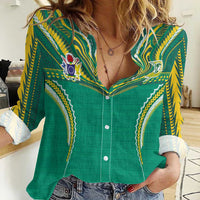 Custom Cook Islands Rugby Women Casual Shirt Tatau Art Sport Style Green Color LT03 Female Green - Polynesian Pride