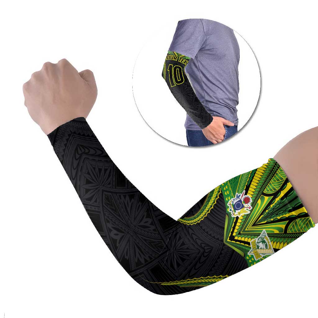 Custom Cook Islands Rugby Arm Sleeves Tatau Art Sport Style Black Color