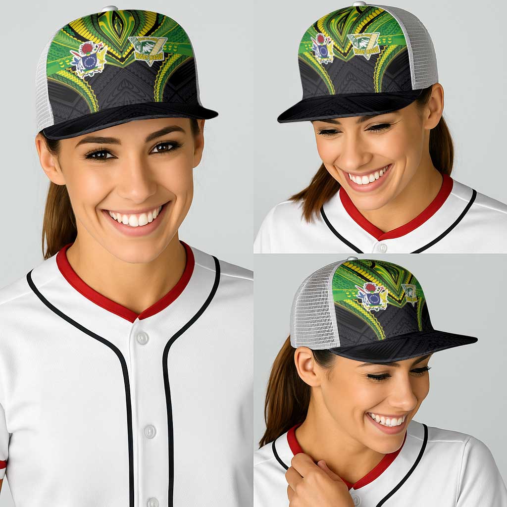 Cook Islands Rugby Baseball Net Cap Tatau Art Sport Style Black Color