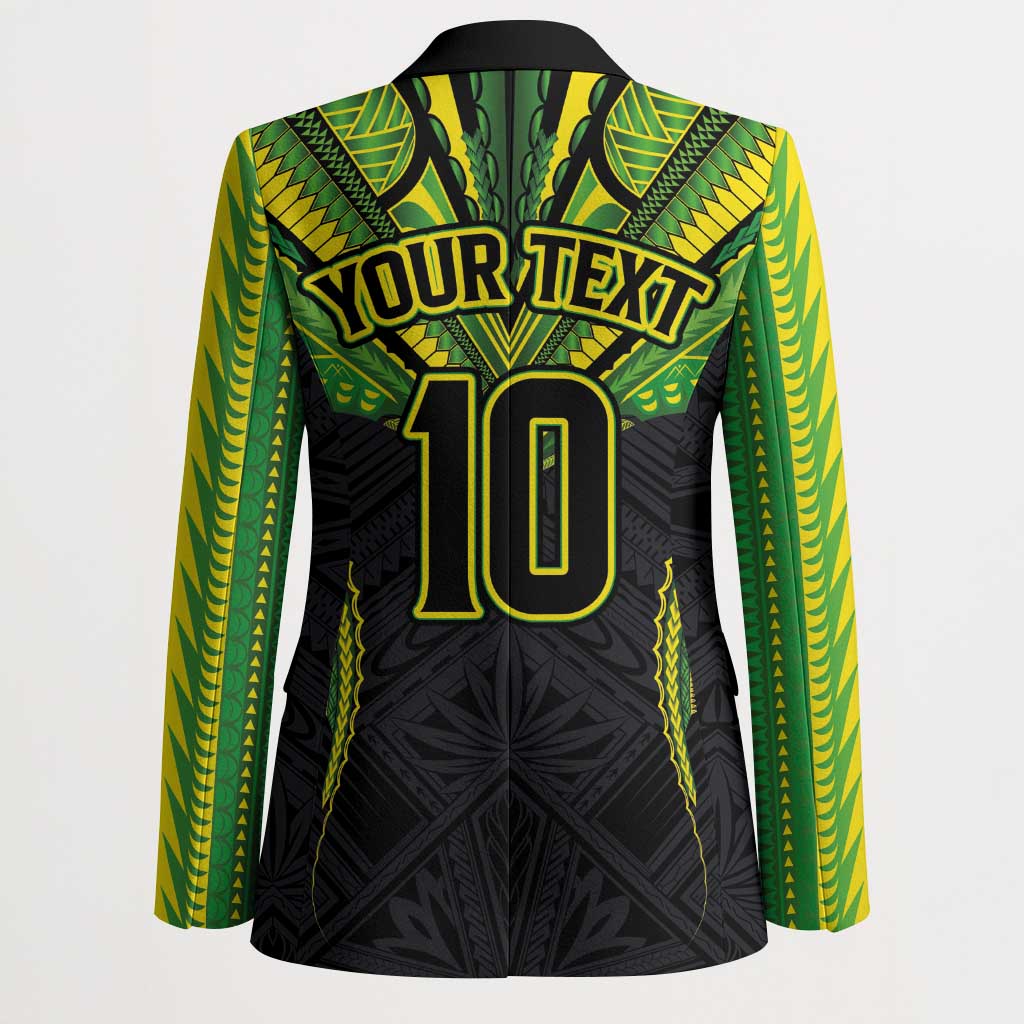 Custom Cook Islands Rugby Blazer Tatau Art Sport Style Black Color