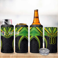 Custom Cook Islands Rugby 4 in 1 Can Cooler Tumbler Tatau Art Sport Style Black Color