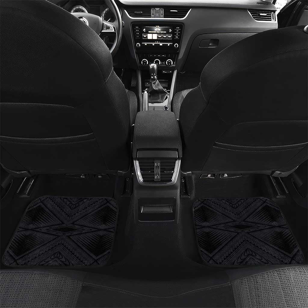 Custom Cook Islands Rugby Car Mats Tatau Art Sport Style Black Color