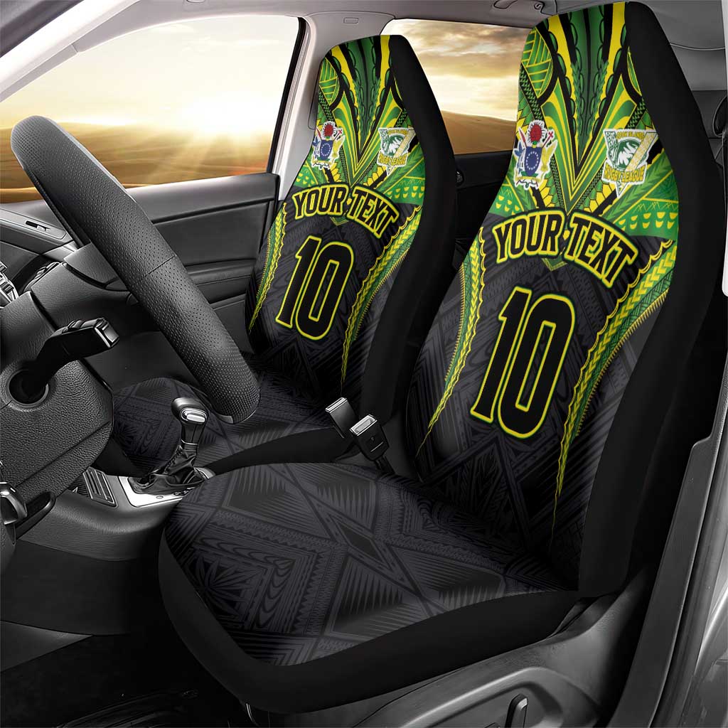 Custom Cook Islands Rugby Car Seat Cover Tatau Art Sport Style Black Color