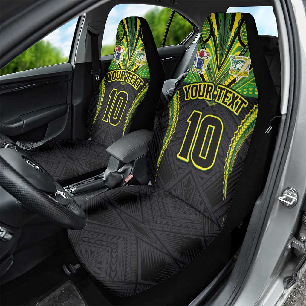 Custom Cook Islands Rugby Car Seat Cover Tatau Art Sport Style Black Color
