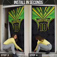Custom Cook Islands Rugby Door Cover Tatau Art Sport Style Black Color