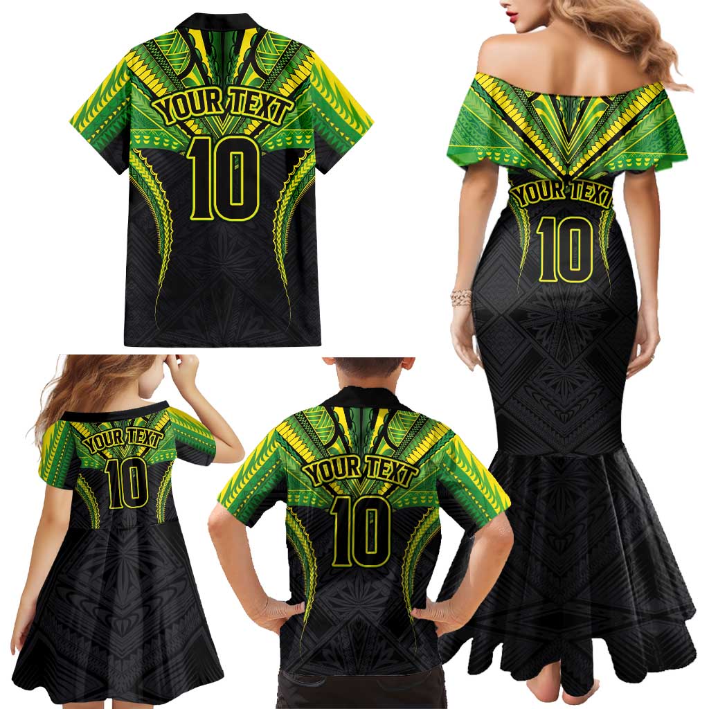 Custom Cook Islands Rugby Family Matching Mermaid Dress and Hawaiian Shirt Tatau Art Sport Style Black Color LT03 - Polynesian Pride