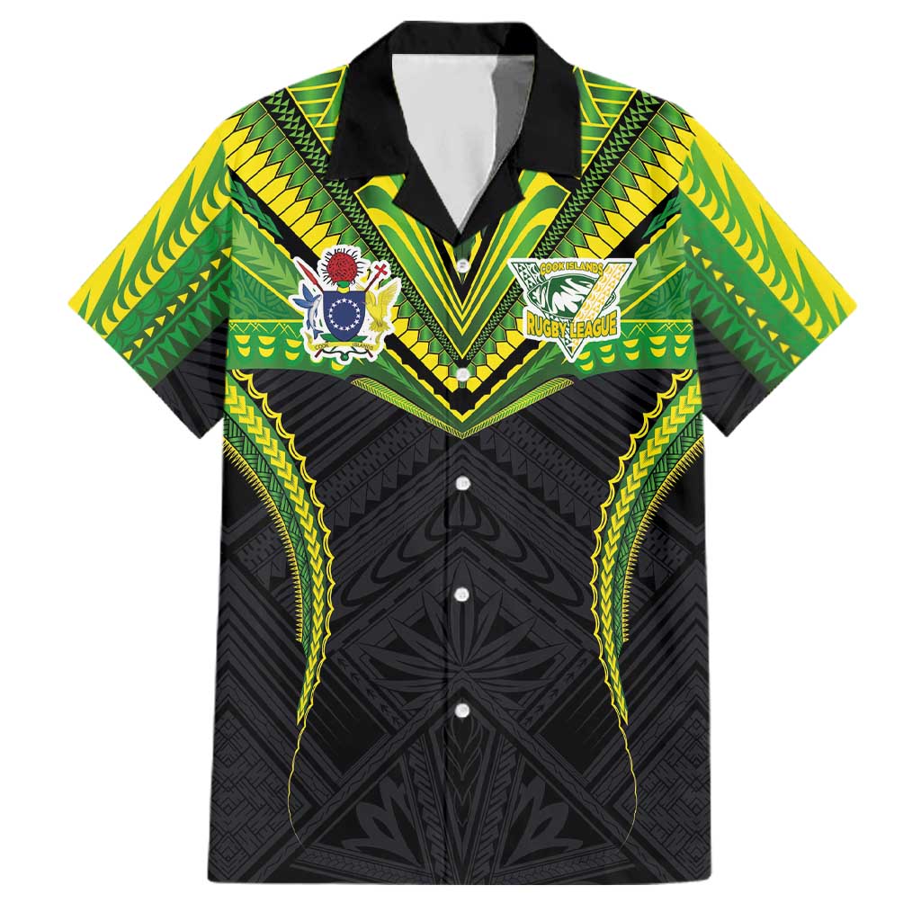 Custom Cook Islands Rugby Family Matching Puletasi and Hawaiian Shirt Tatau Art Sport Style Black Color LT03 Dad's Shirt - Short Sleeve Black - Polynesian Pride