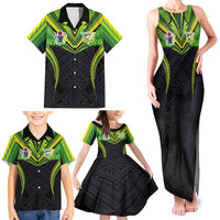 Custom Cook Islands Rugby Family Matching Tank Maxi Dress and Hawaiian Shirt Tatau Art Sport Style Black Color LT03 - Polynesian Pride