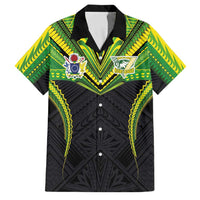 Custom Cook Islands Rugby Family Matching Tank Maxi Dress and Hawaiian Shirt Tatau Art Sport Style Black Color LT03 Dad's Shirt - Short Sleeve Black - Polynesian Pride