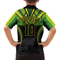 Custom Cook Islands Rugby Hawaiian Shirt Tatau Art Sport Style Black Color