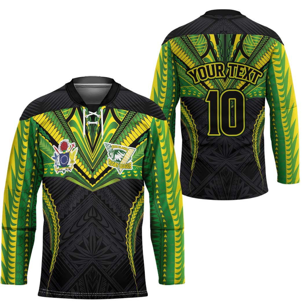 Custom Cook Islands Rugby Hockey Jersey Tatau Art Sport Style Black Color