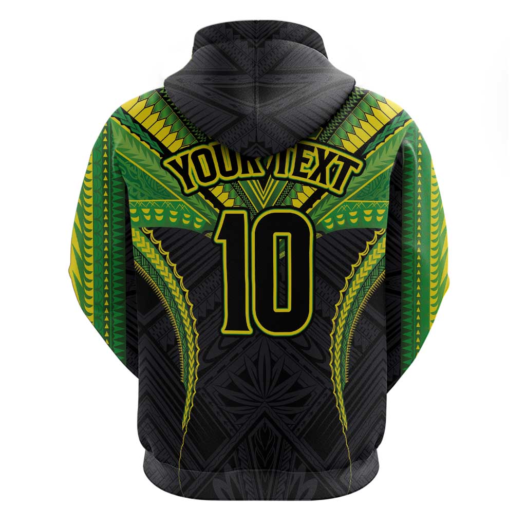 Custom Cook Islands Rugby Hoodie Tatau Art Sport Style Black Color