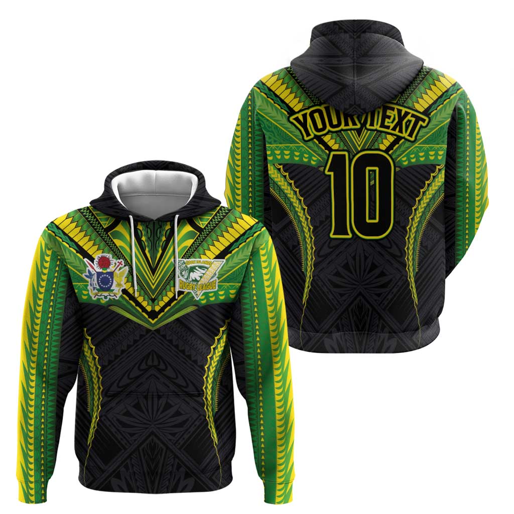 Custom Cook Islands Rugby Hoodie Tatau Art Sport Style Black Color