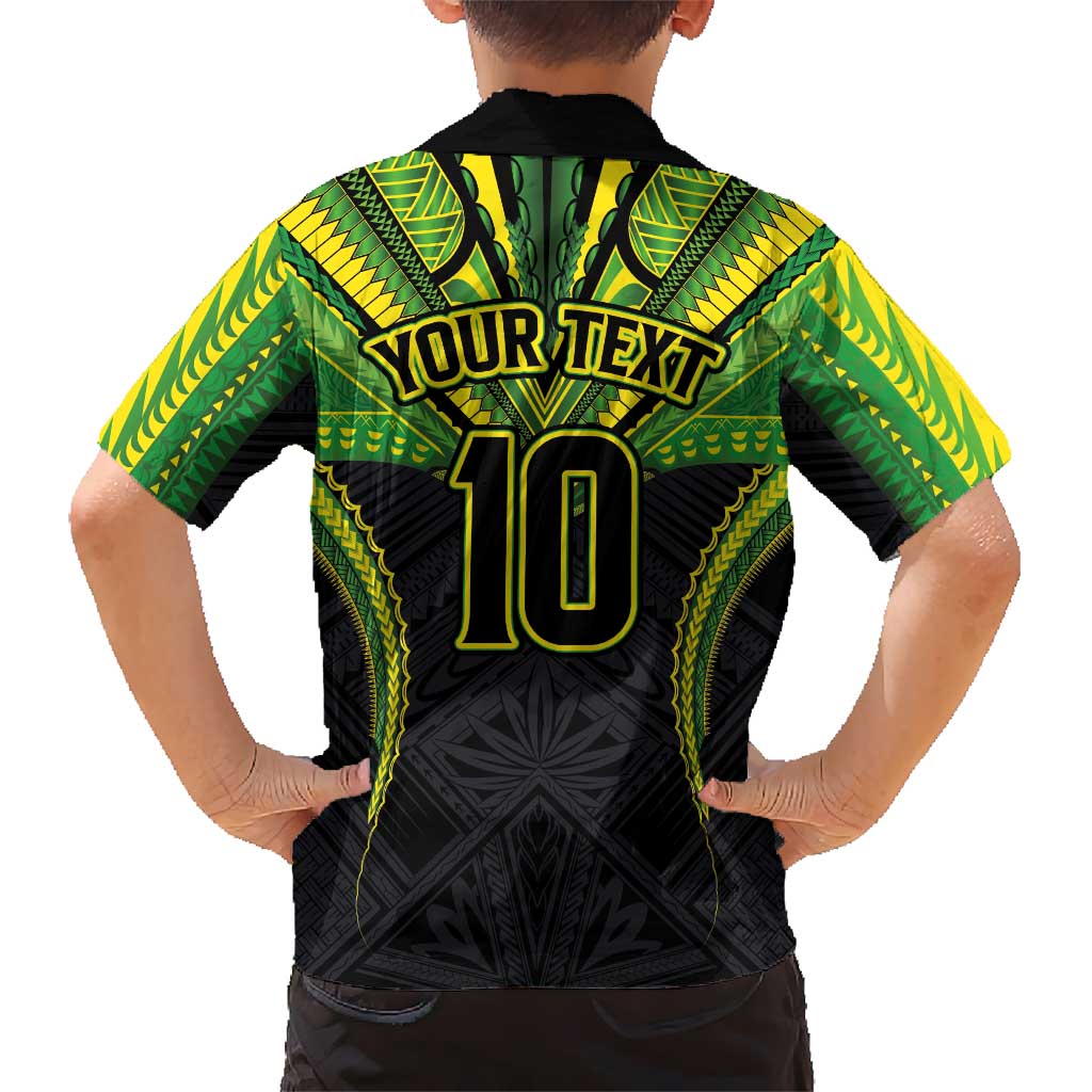 Custom Cook Islands Rugby Kid Hawaiian Shirt Tatau Art Sport Style Black Color