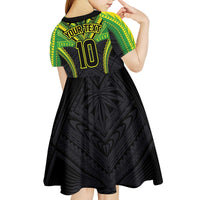 Custom Cook Islands Rugby Kid Short Sleeve Dress Tatau Art Sport Style Black Color