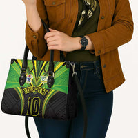 Custom Cook Islands Rugby Leather Bag Tatau Art Sport Style Black Color