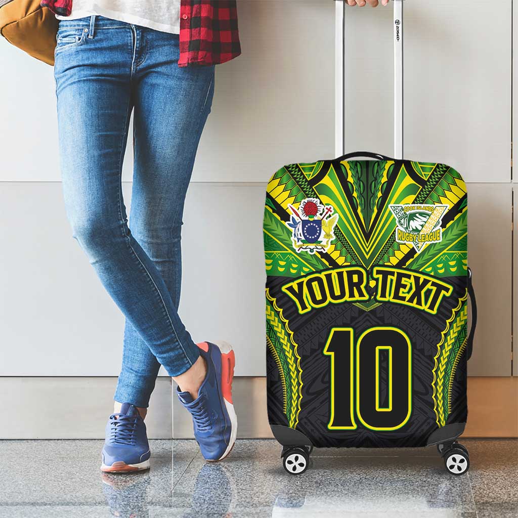 Custom Cook Islands Rugby Luggage Cover Tatau Art Sport Style Black Color