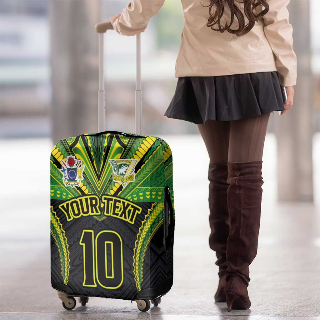 Custom Cook Islands Rugby Luggage Cover Tatau Art Sport Style Black Color